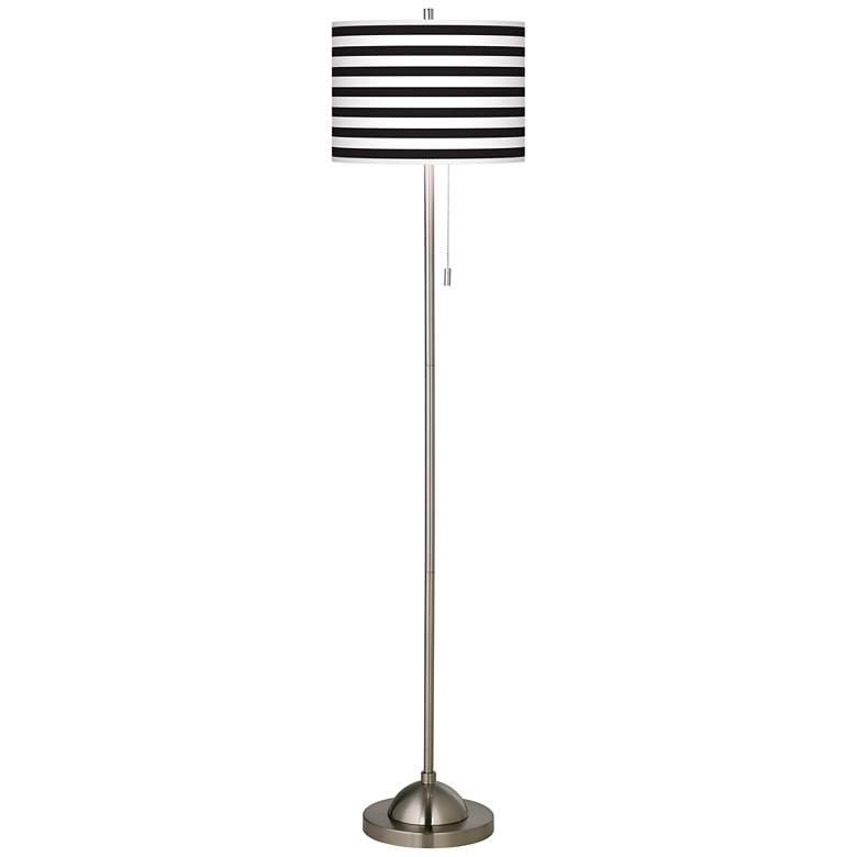 Image 2 Giclee Black and White Horizontal Stripe Floor Lamp