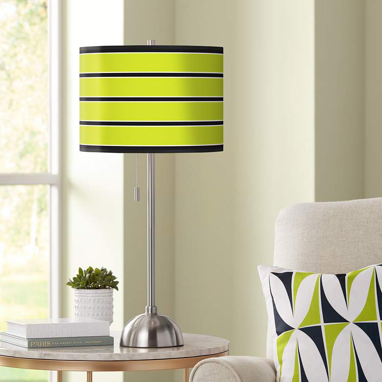 Image 1 Giclee Bold Lime Green Stripe Table Lamp