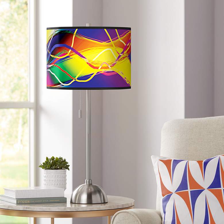 Image 1 Giclee Colors in Motion Light Pattern Shade Table Lamp