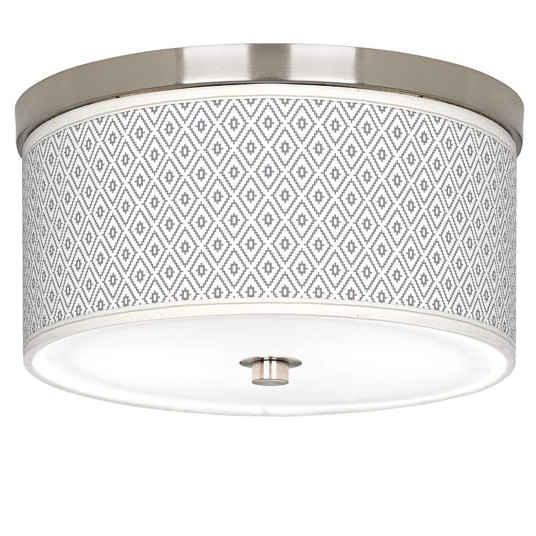 Image 1 Giclee Gallery 10 1/4" Diamonds Pattern Shade Nickel Ceiling Light