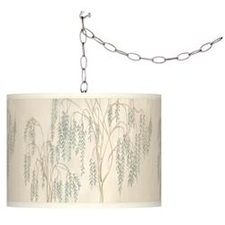 Giclee Gallery 13 1/2&quot; Weeping Willow Shade Plug-In Swag Chandelier