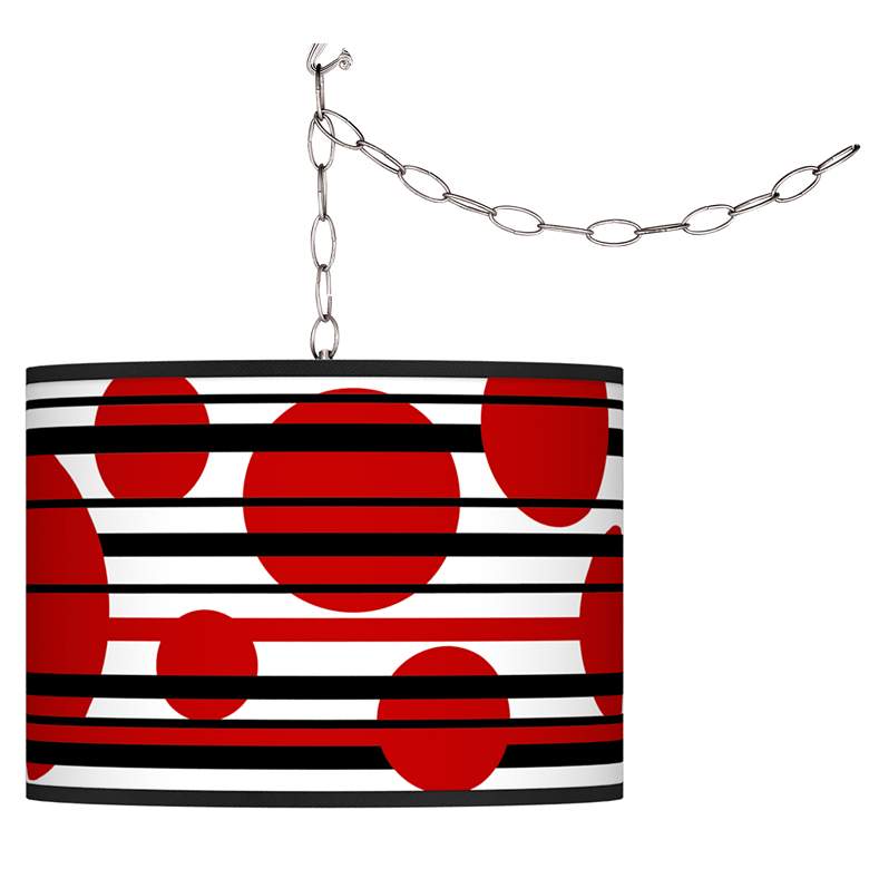 Image 2 Giclee Gallery 13 1/2" Wide Red Balls Shade Plug-In Swag Pendant