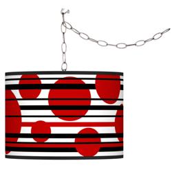 Giclee Gallery 13 1/2&quot; Wide Red Balls Shade Plug-In Swag Pendant
