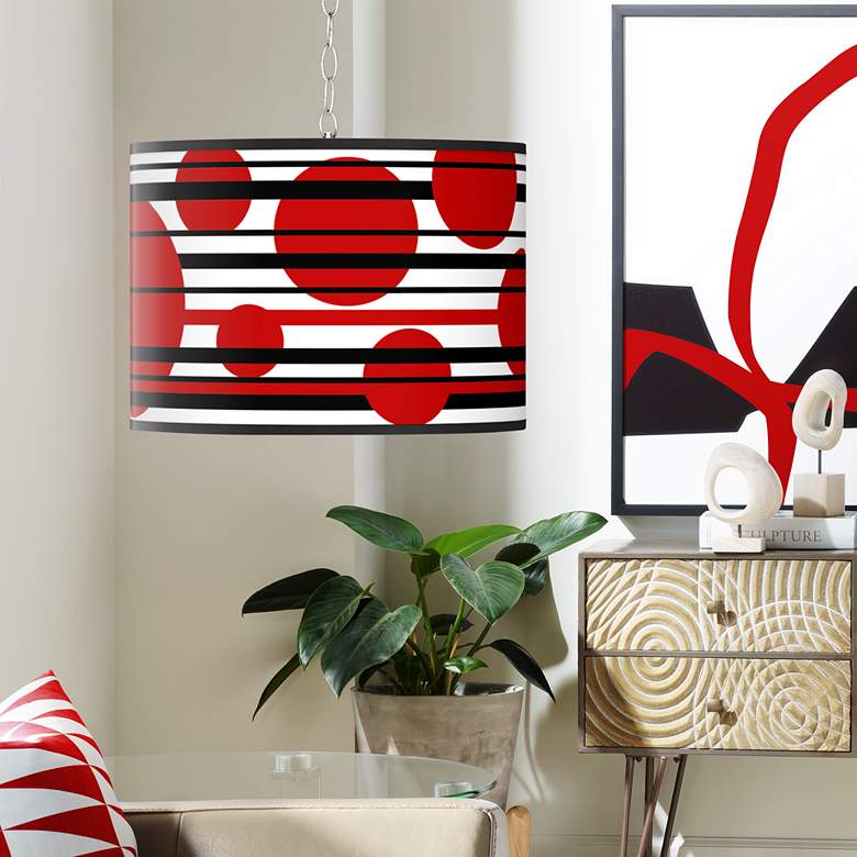 Image 1 Giclee Gallery 13 1/2" Wide Red Balls Shade Plug-In Swag Pendant