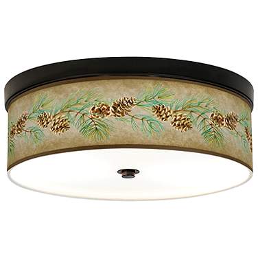 Giclee Gallery 14" Bronze Pine Cone Branch Shade LED Ceiling Light
