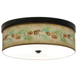 Giclee Gallery 14" Bronze Pine Cone Branch Shade LED Ceiling Light