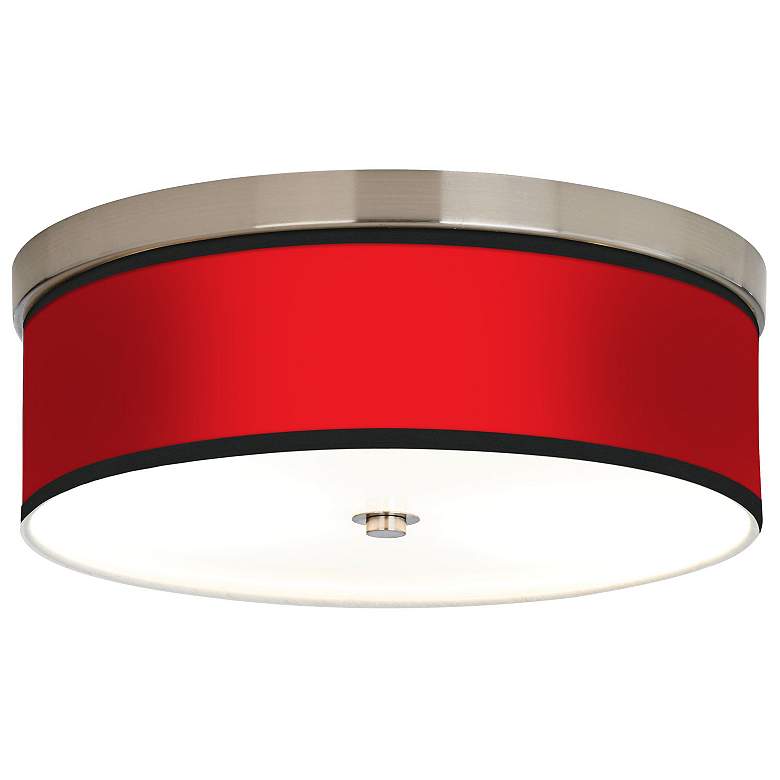 Image 1 Giclee Gallery 14" Wide All Red Giclee Shade LED Drum Ceiling Light