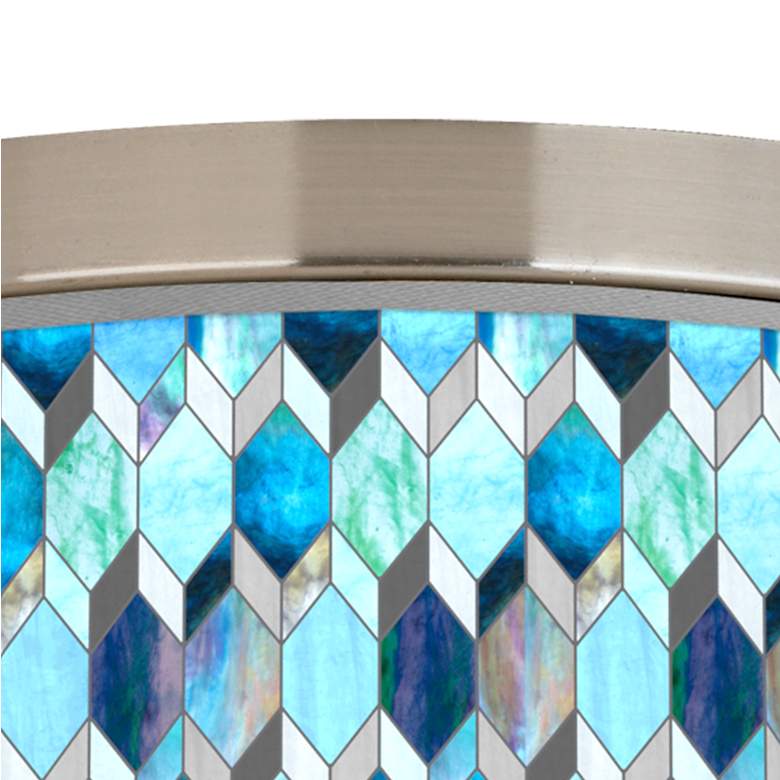 Image 2 Giclee Gallery 14" Wide Blue Tiffany-Style Giclee  Shade Ceiling Light more views