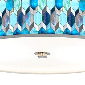 Image3 of Giclee Gallery 14" Wide Blue Tiffany-Style Giclee  Shade Ceiling Light more views