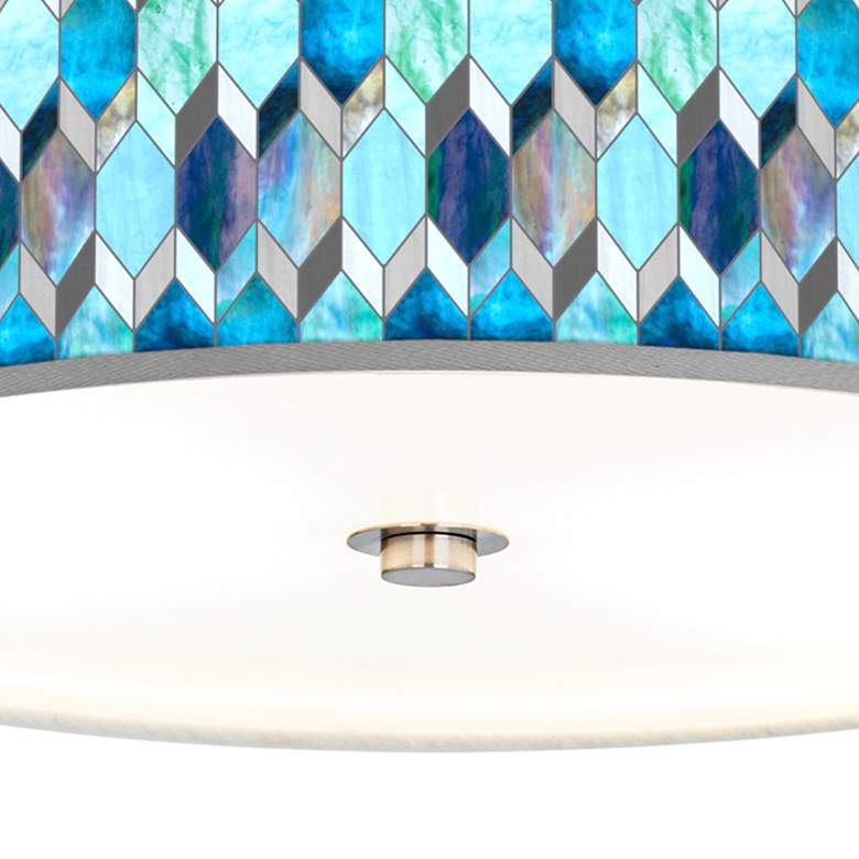 Image 3 Giclee Gallery 14 inch Wide Blue Tiffany-Style Giclee  Shade Ceiling Light more views