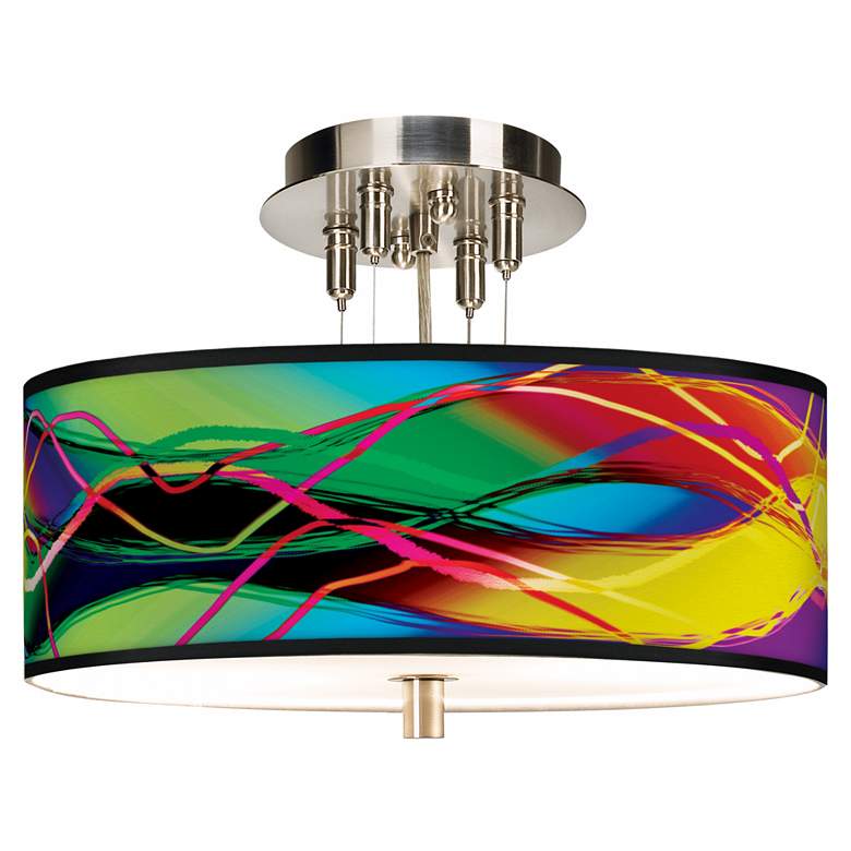 Image 1 Giclee Gallery 14" Wide Colors in Motion Pattern Shade Ceiling Light
