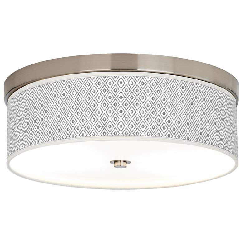 Image 1 Giclee Gallery 14" Wide Diamonds Shade LED Drum Ceiling Light