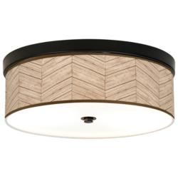 Giclee Gallery 14" Wide Rustic Woodwork LED Bronze Ceiling Light