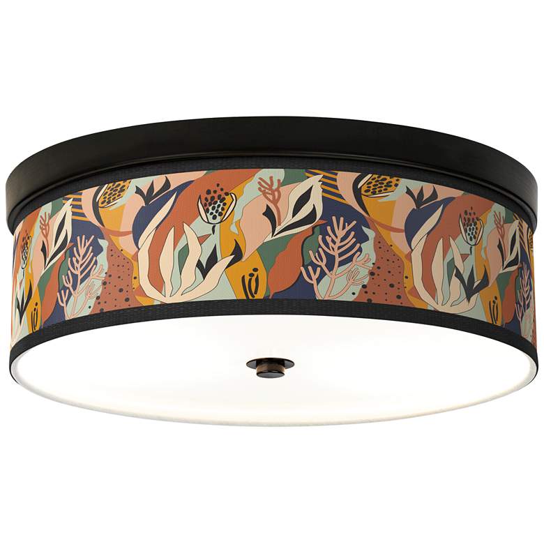 Image 1 Giclee Gallery 14" Wide Wild Desert Pattern Bronze LED Ceiling Light