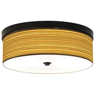 Giclee Gallery 14" Wide Tawny Zebrawood Print Bronze LED Ceiling Light