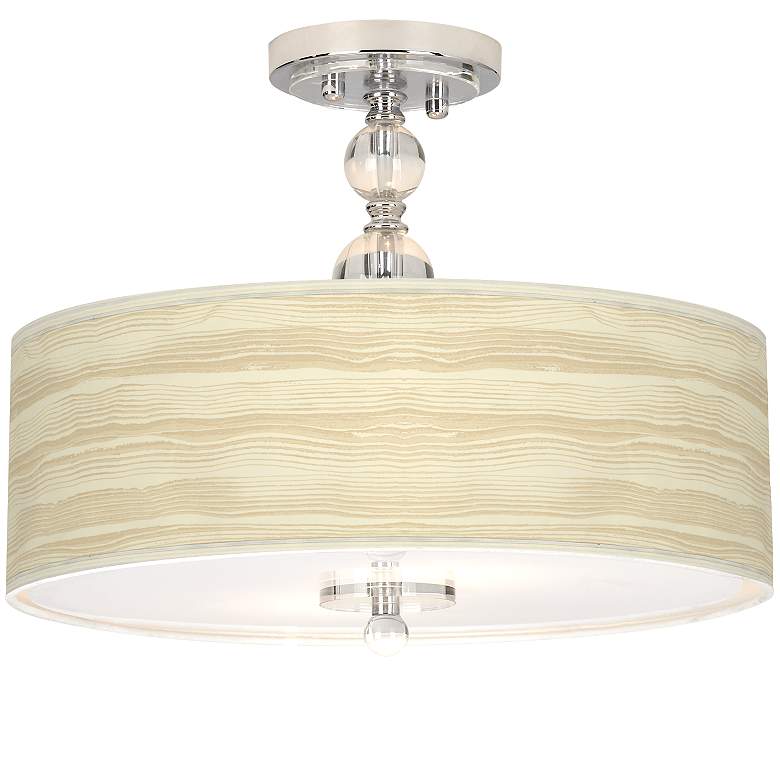 Image 1 Giclee Gallery 16" Birch Blonde Shade with Crystal Ceiling Light