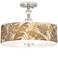 Giclee Gallery 16" Wide Tropical Woodwork Shade Ceiling Light