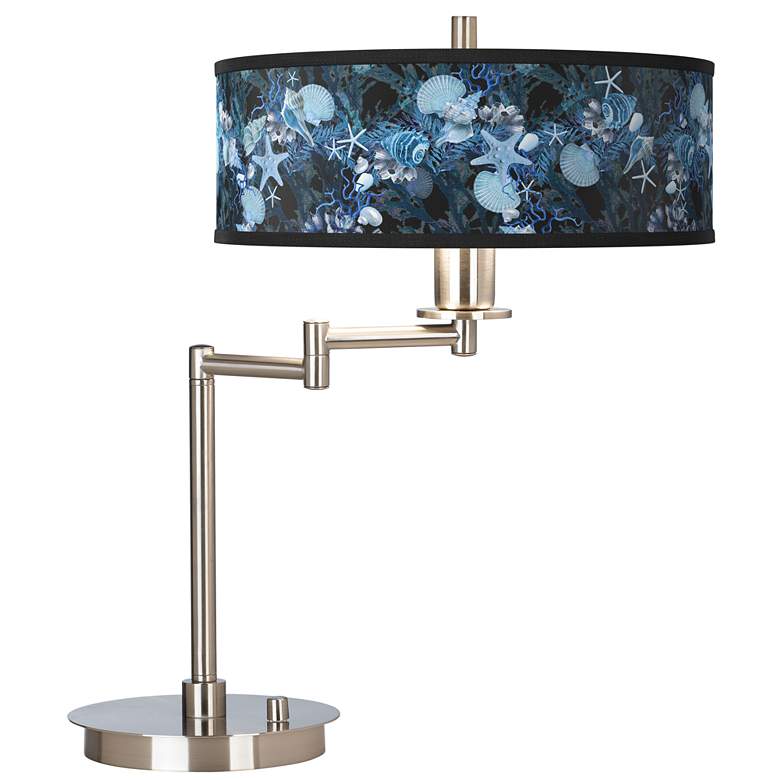 Image 1 Giclee Gallery 20 1/2" Blue Seas Shade Modern LED Swing Arm Desk Lamp