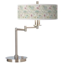Giclee Gallery 20 1/2&quot; Botanical Flower Shade CFL Swing Arm Desk Lamp