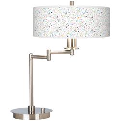 Giclee Gallery 20 1/2&quot; Colored Terrazzo Swing Arm Modern LED Desk Lamp