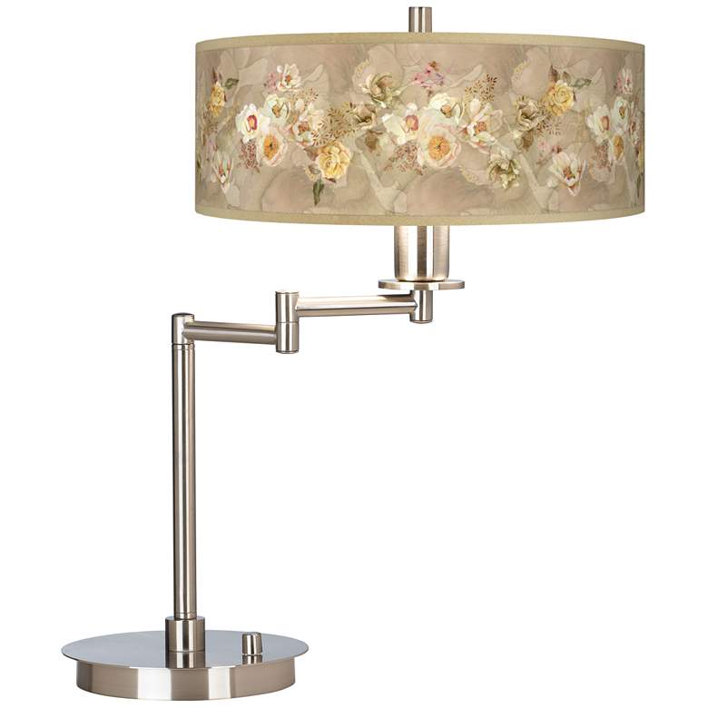 Image 1 Giclee Gallery 20 1/2" Floral Spray Adjustable Swing Arm LED Desk Lamp