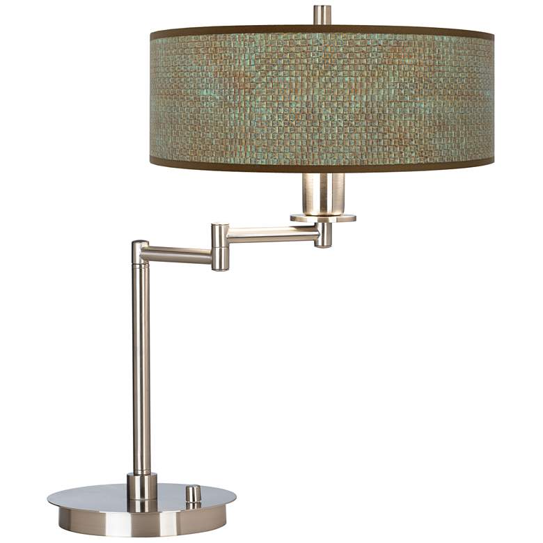 Image 1 Giclee Gallery 20 1/2 inch Interweave Patina Shade LED Swing Arm Desk Lamp