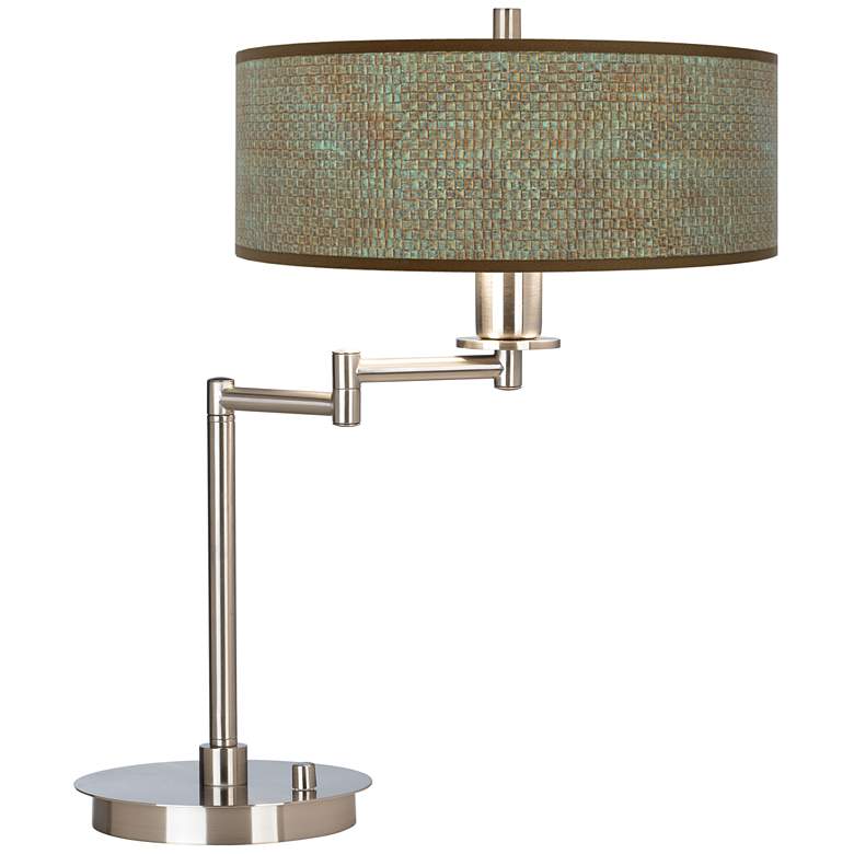 Image 1 Giclee Gallery 20 1/2" Interweave Patina Shade LED Swing Arm Desk Lamp