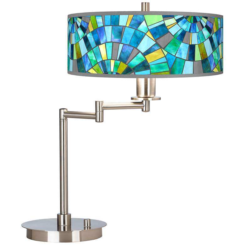 Image 2 Giclee Gallery 20 1/2 inch Lagos Mosaic Giclee Swing Arm LED Desk Lamp