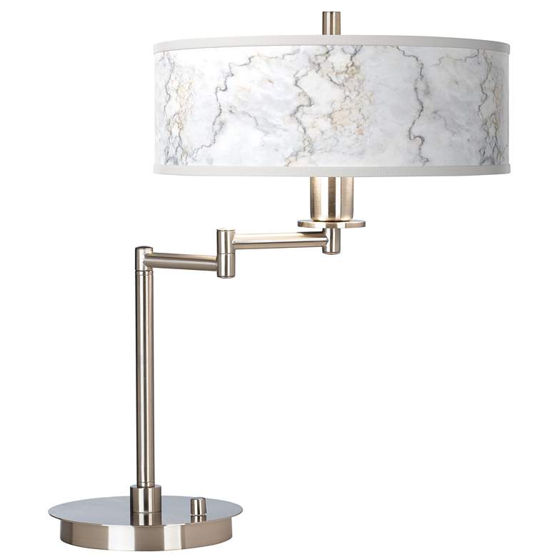 Image 1 Giclee Gallery 20 1/2" Marble Glow Shade Modern LED Swing Arm Lamp