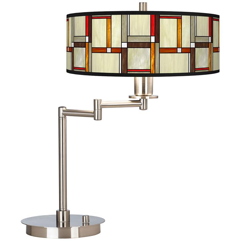 Image 1 Giclee Gallery 20 1/2" Modern Squares Adjustable Swing Arm LED Lamp