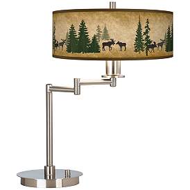 Image1 of Giclee Gallery 20 1/2" Moose Lodge Shade Adjustable Swing Arm LED Lamp
