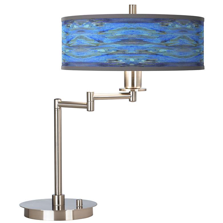 Image 1 Giclee Gallery 20 1/2 inch Oceanside Blue Swing Arm LED Desk Lamp