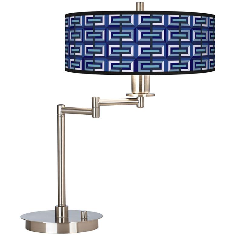 Image 1 Giclee Gallery 20 1/2" Parquet Geometric Shade LED Swing Arm Desk Lamp