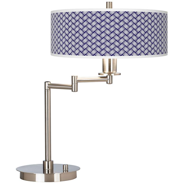 Image 1 Giclee Gallery 20 1/2" Purple Color Weave Shade Swing Arm LED Lamp