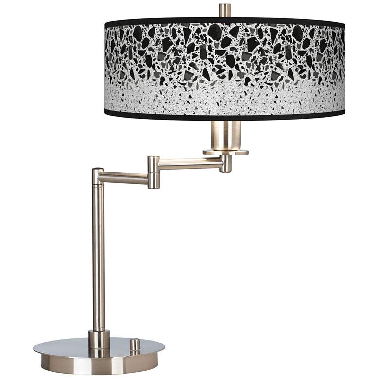 Image 1 Giclee Gallery 20 1/2" Terrazzo Pattern Shade Swing Arm LED Desk Lamp