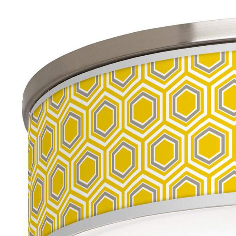 Image 2 Giclee Gallery 20 1/4 inch Honeycomb Yellow Shade Nickel Ceiling Light more views