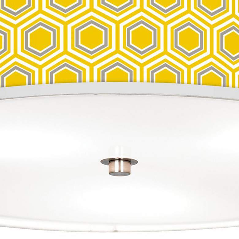 Image 3 Giclee Gallery 20 1/4" Honeycomb Yellow Shade Nickel Ceiling Light more views