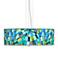 Giclee Gallery 24" Blue Lagos Mosaic 4-Light Modern Pendant Chandelier
