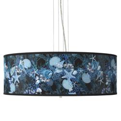 Giclee Gallery 24" Wide 4-Light Blue Seas Shade Pendant Chandelier