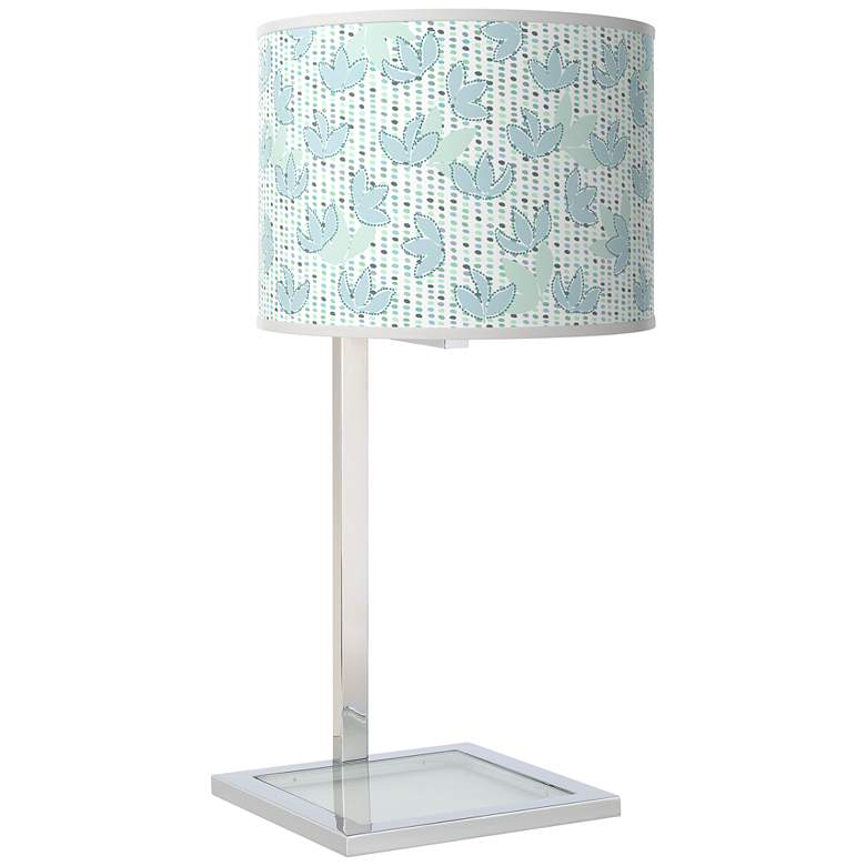 Image 1 Giclee Gallery 28" Spring Shade with Glass and Chrome Table Lamp