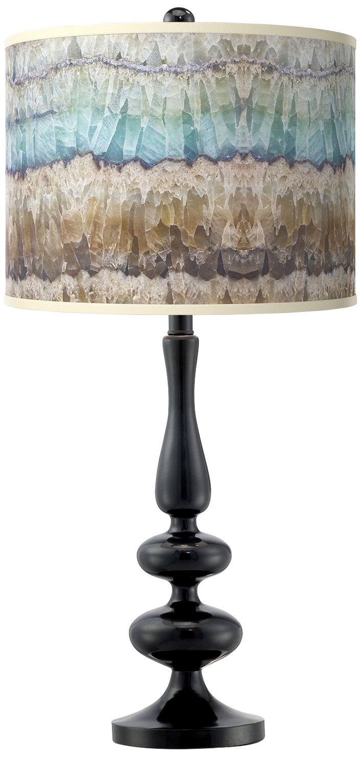 Image Giclee Gallery 29" Marble Jewel Shade Modern Black Finish Table Lamp
