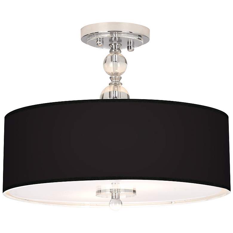 Image 1 Giclee Gallery All Black Shade 16" Wide Semi-Flushmount Ceiling Light