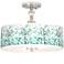 Giclee Gallery Aqua Mosaic Giclee 16" Wide Semi-Flush Ceiling Light