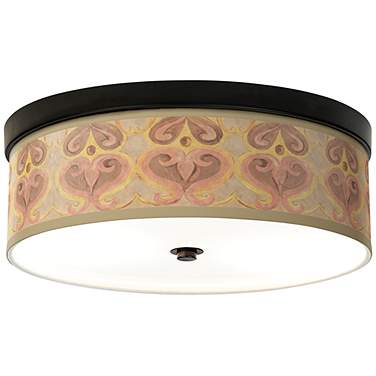 Giclee Gallery Aurelia Heart Pattern 14" Wide Bronze LED Ceiling Light
