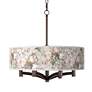 Giclee Gallery Ave 20" Rosy Blossoms 6-Light Bronze Pendant Chandelier