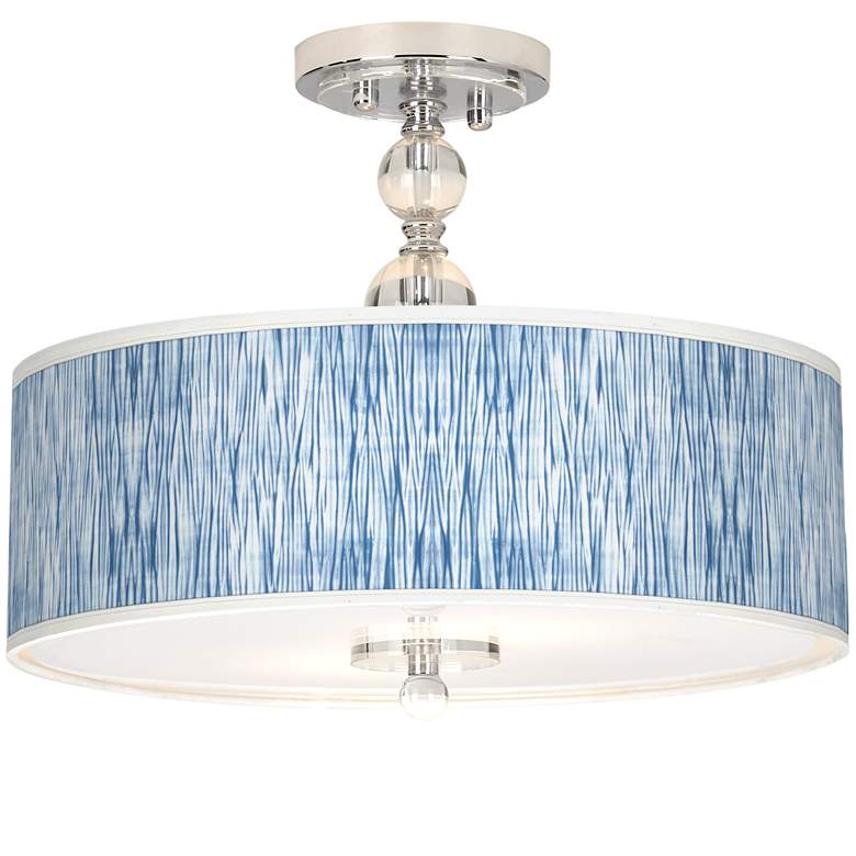 Image 1 Giclee Gallery Beachcomb Blue 16 inch Wide Semi-Flush Ceiling Light