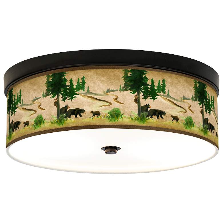 Image 1 Giclee Gallery Bear Lodge 14 inch Wide Rustic Bronze Ceiling Light