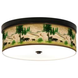 Giclee Gallery Bear Lodge 14" Wide Rustic Bronze LED Ceiling Light