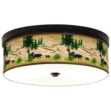 Giclee Gallery Bear Lodge 14" Wide Rustic Bronze LED Ceiling Light