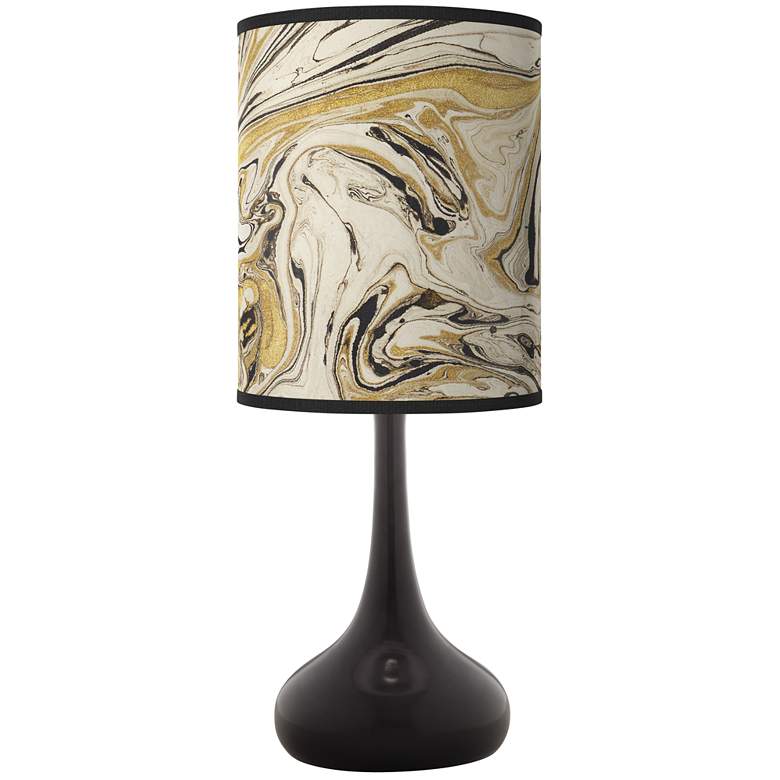Image 1 Giclee Gallery Black Droplet 23 1/2" Venetian Pattern Shade Table Lamp